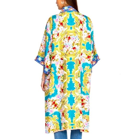 NEW Johnny Was Rivoray Nani Kimono Reversible Long Coat Silk Embroidered Size L - Picture 1 of 16